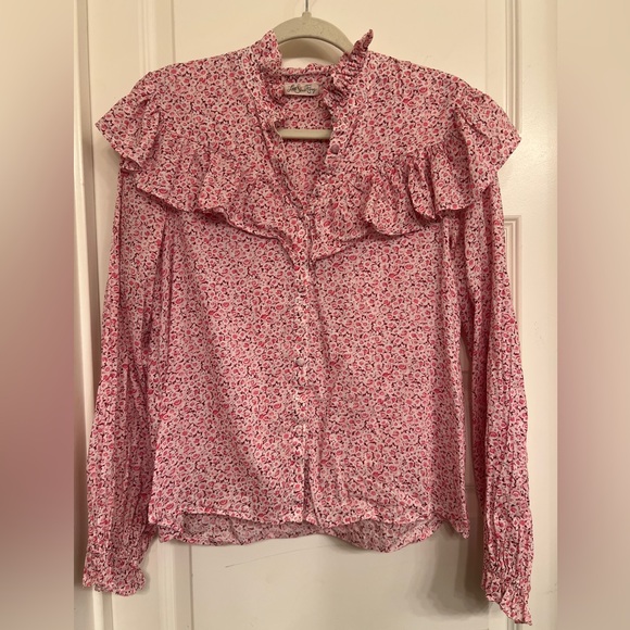 LoveShackFancy Erica Floral Ruffle Top, Women's‎ Size XS - Picture 6 of 8